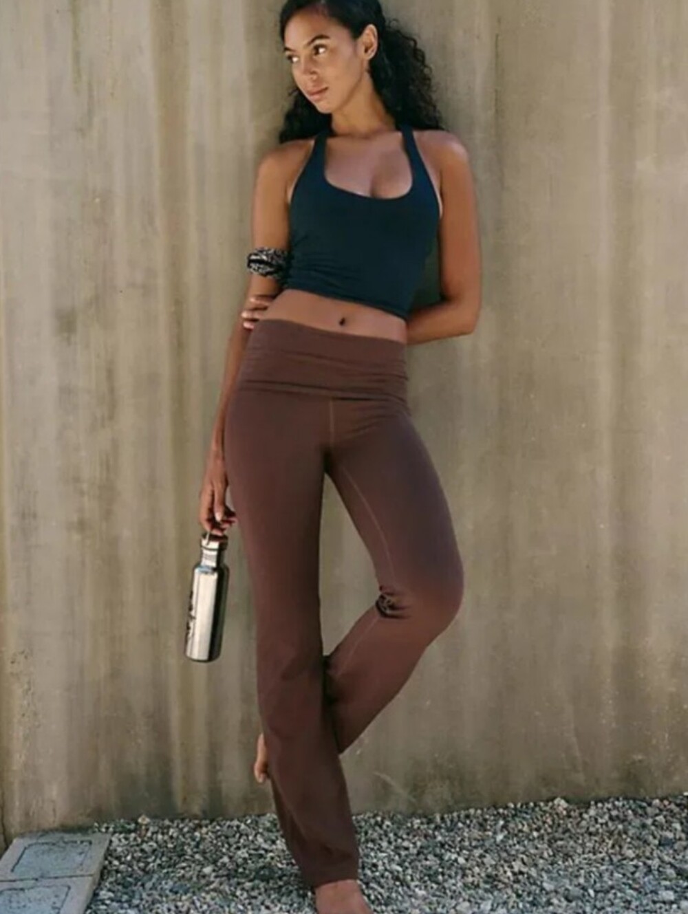 Free People Movement Never Better Foldover Stretch Yoga Pants in Brown XS